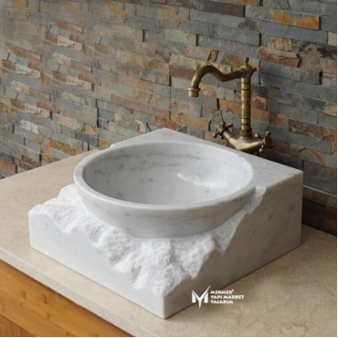 White Marble Unfinished Washbasin