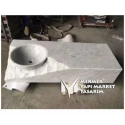 White Marble Unfinished Design Countertop Sink
