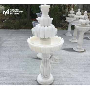 White Marble Vase Leaf Design Saloon Fountain