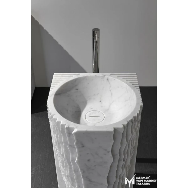 White Marble Special Design Pedestal Sin...