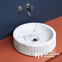 White Marble Special Design Roll Washbasin