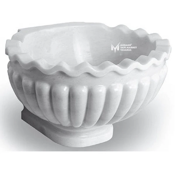 White Marble Slim Melon Sliced Frilly Fo...