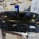 Black Marble Curved Rectangular Sink - With Faucet Outlet