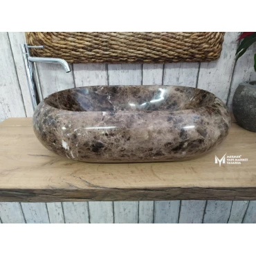 Dark Emperador Curved Square Sink