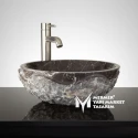 Dark Emperador Pattern Exterior Round Washbasin