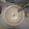 Non-Emperador Vertical Split Marble Round Sink