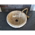 Tumbled Travertine Split Face Round Mini Washbasin