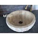 Tumbled Travertine Split Face Round Mini Washbasin