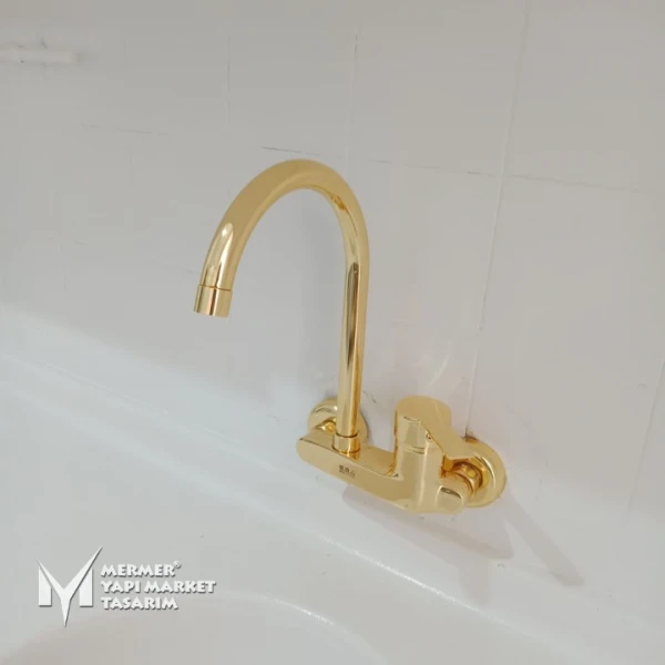 Gold Wall Mounted Kitchen Faucet