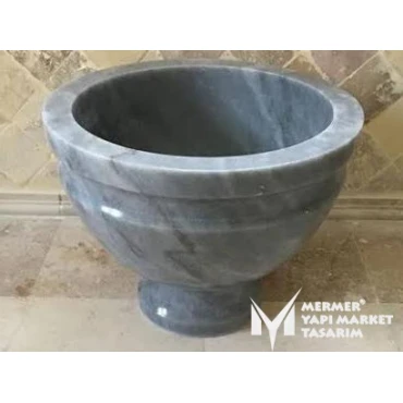 Gray Marble Footed Round Hammam Sink