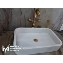 Grey White Marble Oval Corner Square Sink