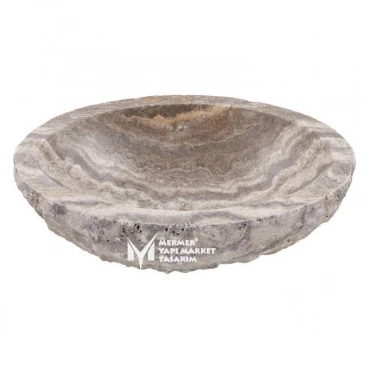 Silver Tumbeled Travertine Round Washbasin