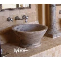 Silver Travertine V Design Stand Washbasin