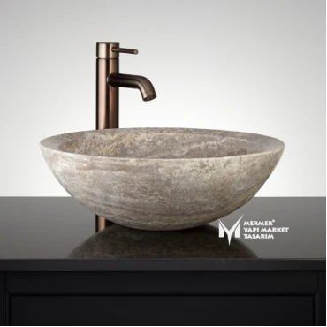 Silver Travertine Bowl Washbasin