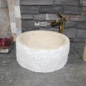 Travertine Vertical Split Face Mini Cylinder Sink