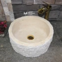 Travertine Vertical Split Face Mini Cylinder Sink