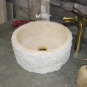 Travertine Vertical Split Face Mini Cylinder Sink