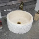 Travertine Vertical Split Face Mini Cylinder Sink