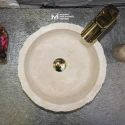 Travertine Vertical Split Face Mini Cylinder Sink