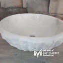 Cristal White Marble Vertical Split Face Bowl Washbasin