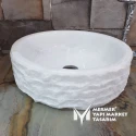 Cristal White Marble Split Face Roll Washbasin