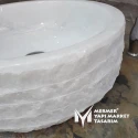 Cristal White Marble Split Face Roll Washbasin