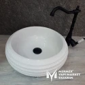 Cristal White Marble Special Embroidered Curved Washbasin