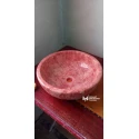 Red Travertine Round Washbasin