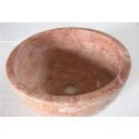 Red Travertine Round Washbasin