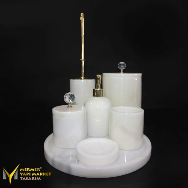 White Marble Gold Crystal Apparatus 7-Pi...