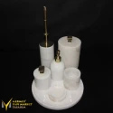 White Marble Gold Square Apparatus 7-Piece Bathroom Set