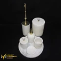 White Marble Gold Crystal Apparatus 7-Piece Bathroom Set