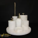 White Marble Gold Square Apparatus 7-Piece Bathroom Set