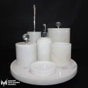 White Marble Silver Crystal Apparatus 7-Piece Bathroom Set