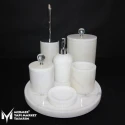 White Marble Silver Crystal Apparatus 7-Piece Bathroom Set