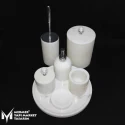 White Marble Silver Crystal Apparatus 7-Piece Bathroom Set