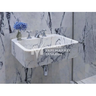 Lilac White Marble Deep Design Square Sink