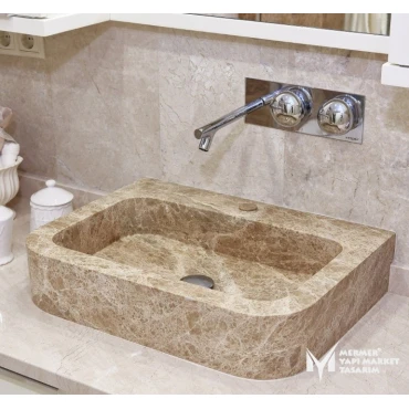 Light Emperador Design Square Sink