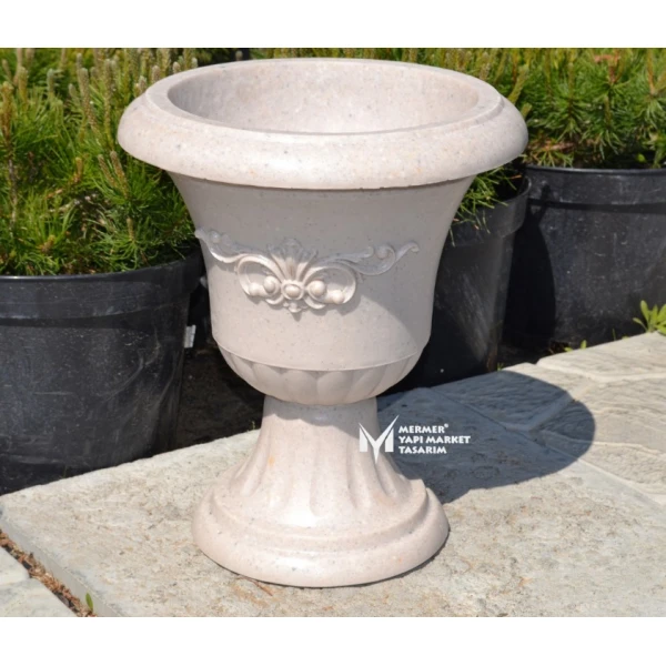 Limestone Fancy Design Footed Flower Pot
