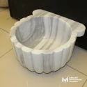 Marmara White Marble Thin Sliced Earless Hammam Sink