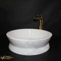White Marble Tiered Round Sink