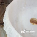 Cristal White Marble Vertical Split Face Curved Washbasin