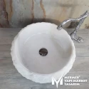 Cristal White Marble Parallel Split Face Curved Washbasin