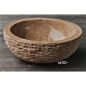 Noche Travertine Scratched Outside Bowl Washbasin