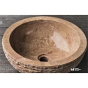 Noche Travertine Scratched Outside Bowl Washbasin