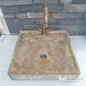 Noche Travertine Rustic Square Sink - With Faucet Outlet