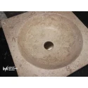 Noche Travertine Desing Square Sink - With Faucet Outlet