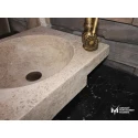 Noche Travertine Desing Square Sink - With Faucet Outlet