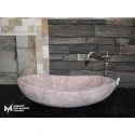 Pink Travertine Ellipse Design Washbasin
