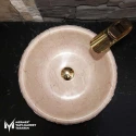 Rosalia Beige Marble Oval Vertical Split Sink